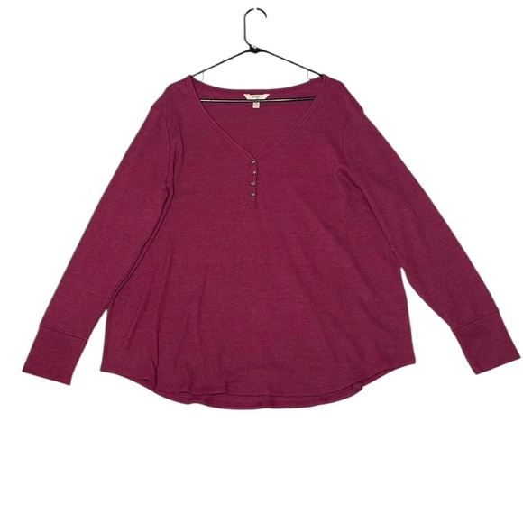 TERRA & SKY WOMENS MAUVE NWT LONG SLEEVE HENLEY V-NECK SHIRT SIZE 3X - Picture 1 of 6
